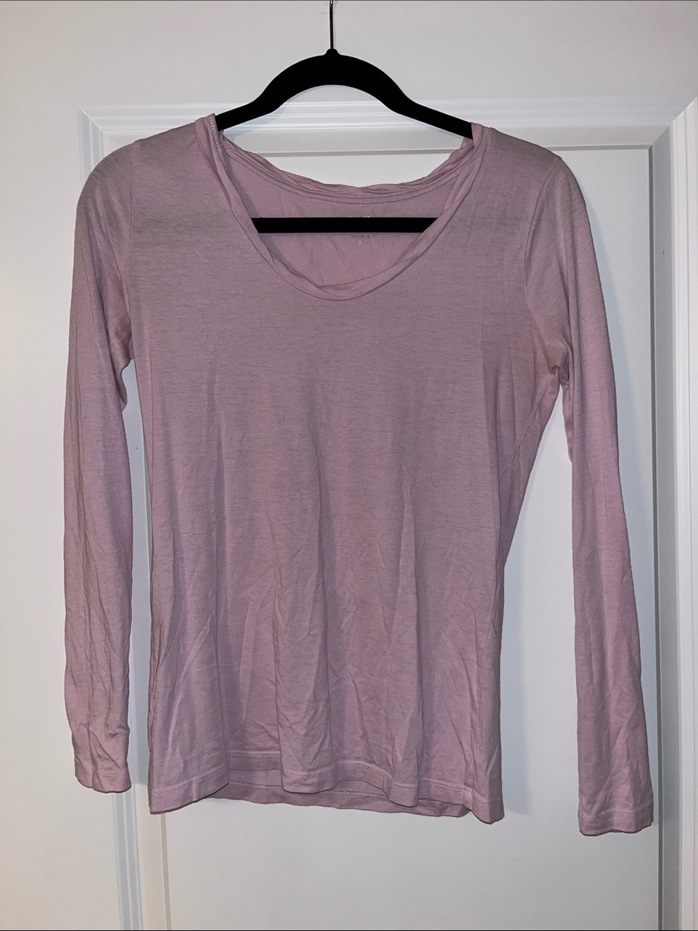LOFT Long-Sleeve Scoop Neck Tee in Dusty Pink (Size Small)